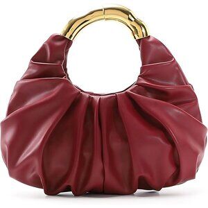 Women's Burgundy Polyurethane Buckle Stylish Designer Party Wedding Clutch